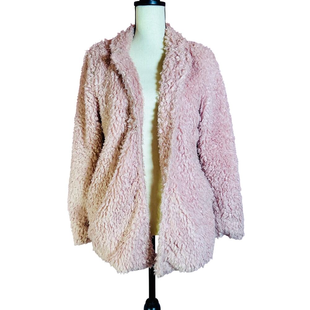 Bishop + Young Blush Pink Faux Shearling Jacket, Size S – Cozy, Trendy, Soft